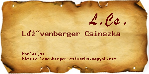 Lövenberger Csinszka névjegykártya